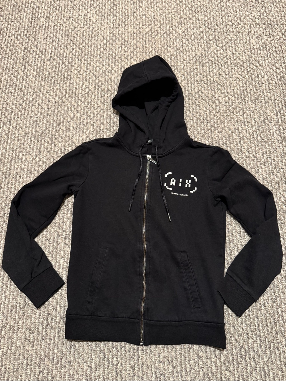 Armani Exchange black full-zip hoodie